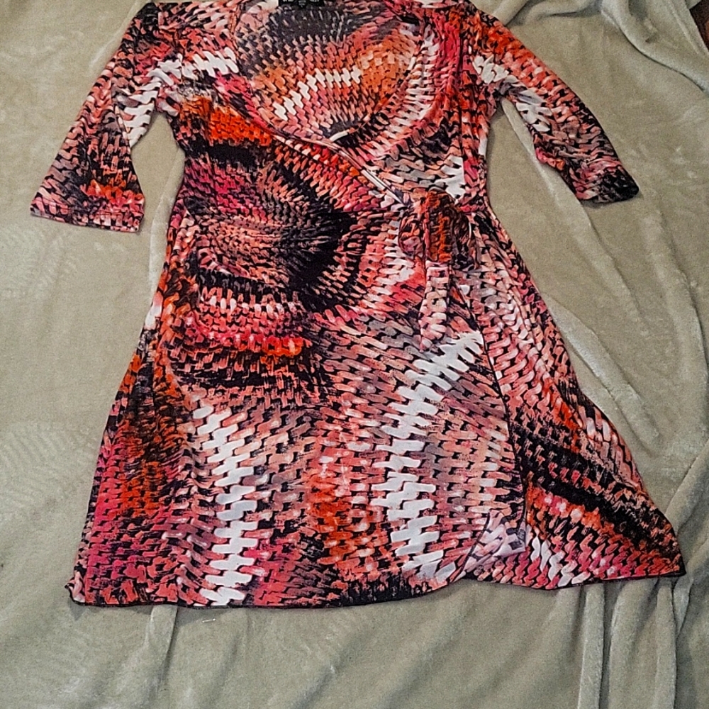 Mlle Gabrielle Wrap Dress with tie up, Pink, White, Black, Very  Stretchy